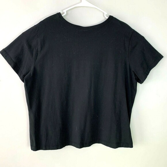 Westbound Knit Top Women 1X V-neckline Short Sleeve Black Basic - Picture 3 of 5